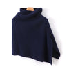 French Retro 100% Pure Wool Shawl Women's Autumn Winter High Neck Thick Warm Cover Knitted Scarf, One-Piece Cape