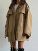 Retro Drew-string Jackets Women's Loose Full Sleeves Buttons Zipper Pockets Lapel Coats Ladies Autumn Solid Outwear