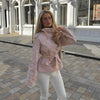 Women's Pink Belted Jacket Stand Collar Double Breasted Long Sleeve Slim Trench Coat Casual High Street Jackets