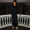 Elegant Long Sleeve Ruched Sexy Maxi Dress Women Gown Autumn Draped Bodycon Long Dresses Female Clothing
