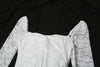 Mesh Patchwork Long Dresses Women Autumn Square Collar Flared Sleeve Ruffle Ribbon Street Sexy