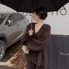 Sweater Set Women's Loose Outer Wear Lazy Style Winter Lace-up Knitted Jacket Cardigan Wide-leg Pants Two-piece Set