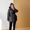 Winter Women's Down Jackets Ultra Light Warm Cusual Coat Female Puffer Jacket With Belt Plus Size Hooded Short Parka