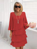 Women's Cake Skirt 3/4 Bell Sleeve Crewneck Tiered Layered Flowy Dress Party Wedding Outfits