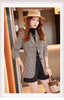 Coffee Plaid Blazer Women Tempeament Wool Long Sleeve Slim Jacket Office Ladies Work Coat Gray Tops