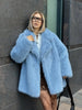 Faux Fur Lapel Coat Women's Elegant Solid Loose Lace-Up Leisure Jacket Winter Female Keep Warm Fur Coat