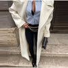 Vintage Large Lapel Tweed Long Coat Women Elegant Loose Double Breasted Belt Coats Lady Winter Classic Chic Street Overcoat
