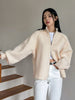 Lazy Style Sweater Jacket for Women Autumn Winter Thicken Warm Soft Knitted Cardigans Zipper Stand Collar Cardigan