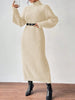 Winter Knit Dresses Women Turtleneck Straight Long Dress Autumn Solid Full Sleeve Thick Casual Vestidos Basis Lady