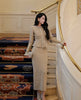Spring Women's RoundNeck Diamond-Embellished Long-Sleeved Knitted DressY2K High-Quality Commuter Maxi Dress