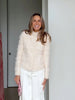 Women Tweed Jacket Stand Collar Fringe Tassel Textured Fabric Zip‑up Long Sleeve Pockets Cropped Coat Elegant Lady Outerwear
