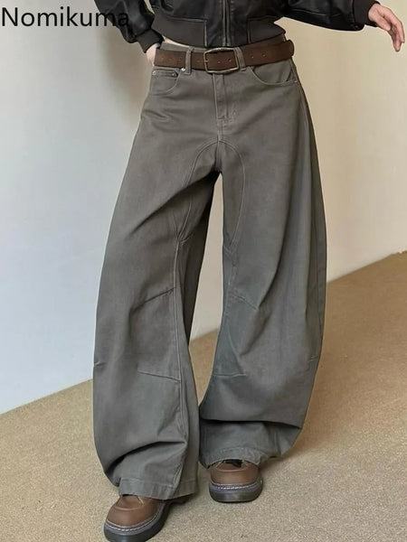 Vintage Wide Leg Pants Women's Clothes Streetwear Y2k Jeans Bottoms Casual Denim Trousers Korean Pantalon Femme