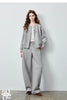 Women's Lazy Academy Soft American Curved Leg Trousers Autumn Paneled Design Pear Figure Shaping Pants