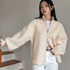 Lazy Style Sweater Jacket for Women Autumn Winter Thicken Warm Soft Knitted Cardigans Zipper Stand Collar Cardigan
