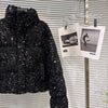Winter Heavy Industry Colorful Sequin Stand Collar Warm Jacket For Women Cotton-padded Coat 11A07258