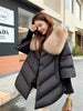 Female Loose Outerwear Down Jacket Overcoat Women Winter Coat 90% White Duck Down Jacket With Big Woolen Collar Coat