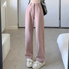 Woman Vintage Wide Leg Jeans Girls High Waist Pants Female Black Black Grey Retro Blue Light Blue Pink Denim Trousers