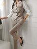 Korean Autumn Winter 3 Pieces Set Women Contrast Blazer + Vest And Simple Pants Casual Simple Office Lady Pants Suit