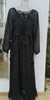 Casual Solid Ruffles Patchwork Robe Women Minimalist Full Sleeve Mesh Loose Fit Lace Up Maxi Dress Vacation Daily Date Wear