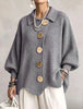 Autumn Winter Solid Knit Cardigan Sweaters Coats Women Lapel Button Casual Long Sleeve All-match Sweater Coats Knitted Tops