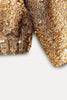 Women's Sequined Bomber Jacket Fall O Neck Long Sleeve Pocket Stretch Hem Sequins Jacket Coat Female Chic Outerwear