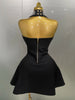 Women Black Sexy Off the Shoulder Shinning Crystal Bodycon Bandage Long Dress Gloves Elegance Celebrate Evening Party Dress