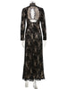 Hollow Out Lace Split Long Sleeve Women Dresses Evening Party Outfits O Neck Sheath Sexy Club Elegant Bodycon