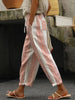 Women's Trousers Vertical Striped Drawstring Elastic Waist Pocket Street Versatile Casual Pants
