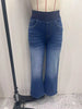 Women's Jeans Elastic Waist High Stretch Loose Straight-Leg Pants Comfortable Versatile