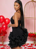 Beautiful Red Ruffle Mini Dress Women Evening Dress Glam Straps Fitted Chirstmas Cocktail Dress Year Robes