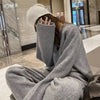 Korean Version of Soft Waxy Lazy Wind Knitting Set Gentle Round Neck Pullover Sweater Wide Leg Pants Two-piece Set Women
