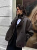Women Thick Warm Outwear Faux Leather Jackets Autumn Winter Vintage Long Sleeve Lapel Coats Lady Streetwear Top