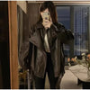 Vintage Zippers Short Leather Jackets Women's Casual Lapel Button Pockets Full Sleeve Coat Autumn Lady Chic Streetwear