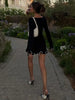 Knitted Contrast Slim Fit Mini Dress Women's Autumn Knitted Sweater Dress Long Sleeve Knitted Mini Dress