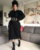 Women Long Sleeve Tassel Bodycon Midi Knit Straight Maxi Dress Autumn Winter O-neck Sweater Vestidos Dresses