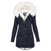 Autumn Winter Warm Plush Thicken Jackets Puffy Single Breasted Plus Size Overcoats Women's Drawstring Tie Waist Casual Parkas