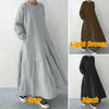 Stylish Ruffled Hem Sweatshirt Dresses Autumn Crew Neck Long Sleeve Solid Color Pullover Robes Femme Maxi Vestidos