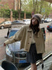 Korea Short Outerwear Woman Casual Loose Lazy Chic Long Sleeve Cotton Blends Windbreaker Coats Thin Thench