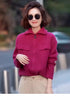 100% pure cashmere cardigan in autumn and winter women's Polo collar cashmere rose red coat knitted hooded sweater