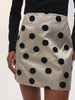 Elegant Dot Shirt Skirts Suit Women Long Puff Sleeve Button V-neck Jacket Mini Skirt Spring Chic 2 Pieces Set Lady