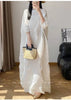 Women's Pleated Dress Elastic Loose Three Quarter Sleeve Stand Collar Dresses With Irregular Pleats2DB8596