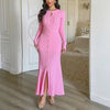 Brand Women Knitted Maxi Dress Aesthetic Y2K Single-breasted Shirt Sweater Dress Lady Party Vestidos