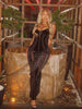 Women Black Velvet Sheer Maxi Dress Sexy Chic Mesh Patchwork Off-shoulder Waist Cinching Slim Maxi Dresses Club Party Gowns