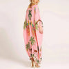 Spring V-neck A-line Dress Animal Pattern Printed Loose Dress Retro Women's Dress