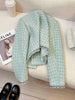 Blue Short Quilted Shoulder Pad Jacket Women's Style Korean Name Brand Autumn