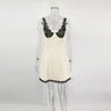Lace Camisole Dress For Women's Casual High Waist V Neck Ruffle Short Dresses Street Vintage Party Elegant Dress