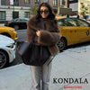 Casual Brown Thick Fur Jackets Women Long Sleeve V Neck Autumn Winter Faux Fur Coats Streetwear Outwears