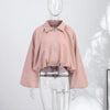 Casual Grid Drawstring Loose Coat Women Stand Collar Button Waist-Closed Female Jacket Spring Lady Street Outwears Chic