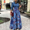 Autumn Winter African Dresses for Women African Long Sleeve Printing Polyester Red Blue Long Dress Maxi Dress African Clothes