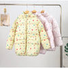 Women's Floral Print Hooded Puffer Jacket with Bow Decor Cute Oversized Winter Warm Coat Loose Casual Feminine Outerwear
